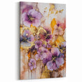 Vibrant Abstract Floral Art - Purple and Gold Modern Wall Decor