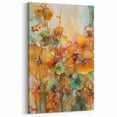Vibrant Abstract Floral Canvas - Gold, Orange, and Teal Wall Art