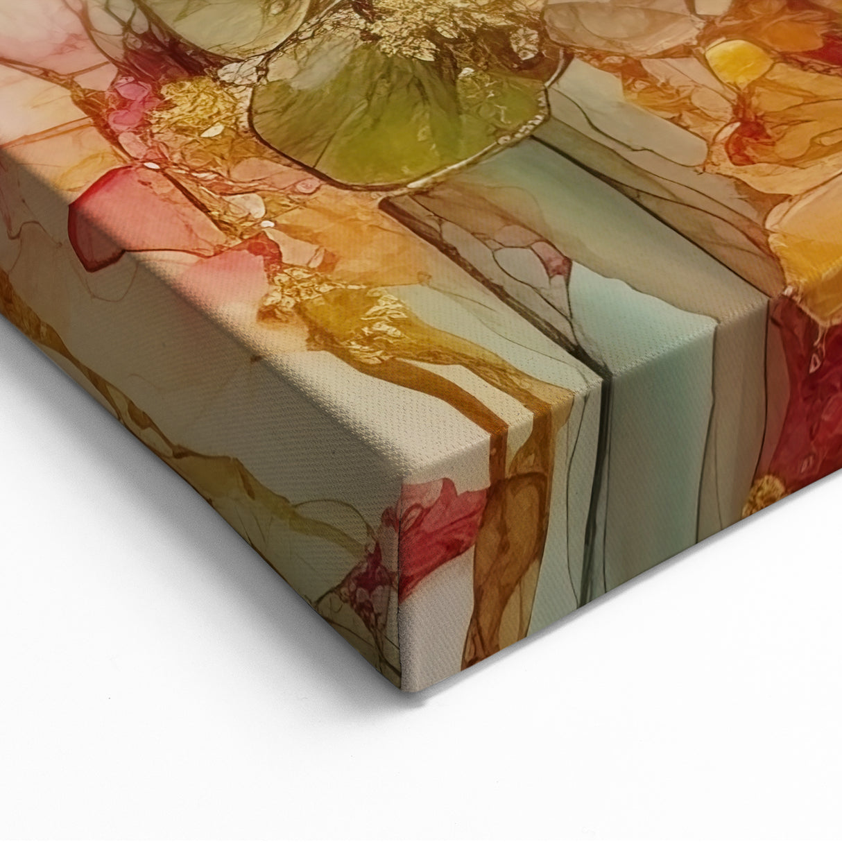 Vibrant Abstract Floral Canvas - Gold, Orange, and Teal Wall Art