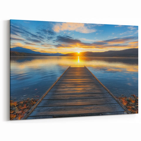 Sunset Pier Over Serene Waters - Scenic Landscape Art