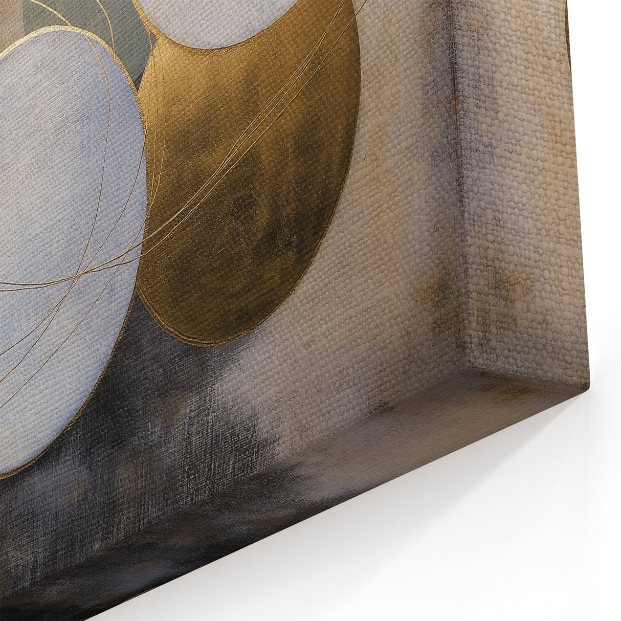 Abstract Geometric Wall Art - Gold and Gray Circular Pattern Design