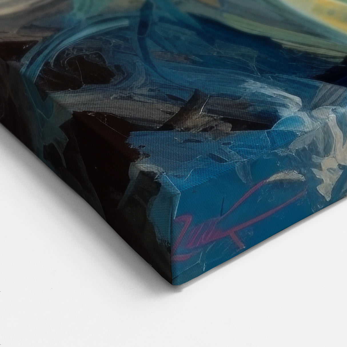 Textured Tulip Abstract Art - Vibrant Floral Canvas in Blue and Coral