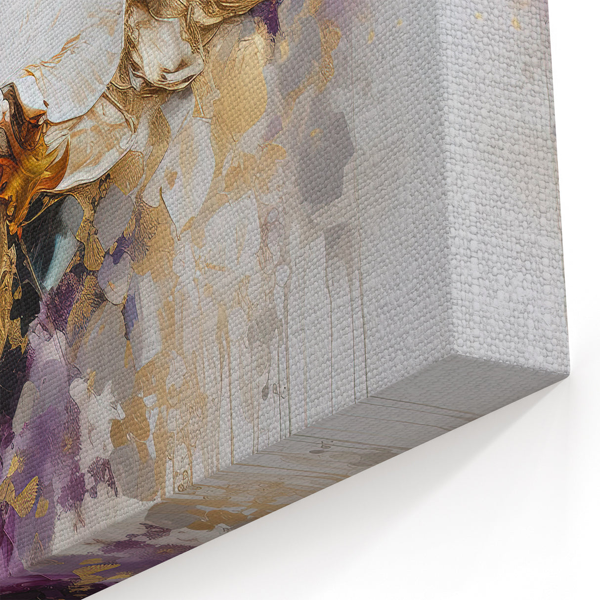 Gold and White Orchid Abstract Art - Luxurious Floral Canvas Design