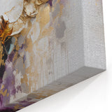 Gold and White Orchid Abstract Art - Luxurious Floral Canvas Design