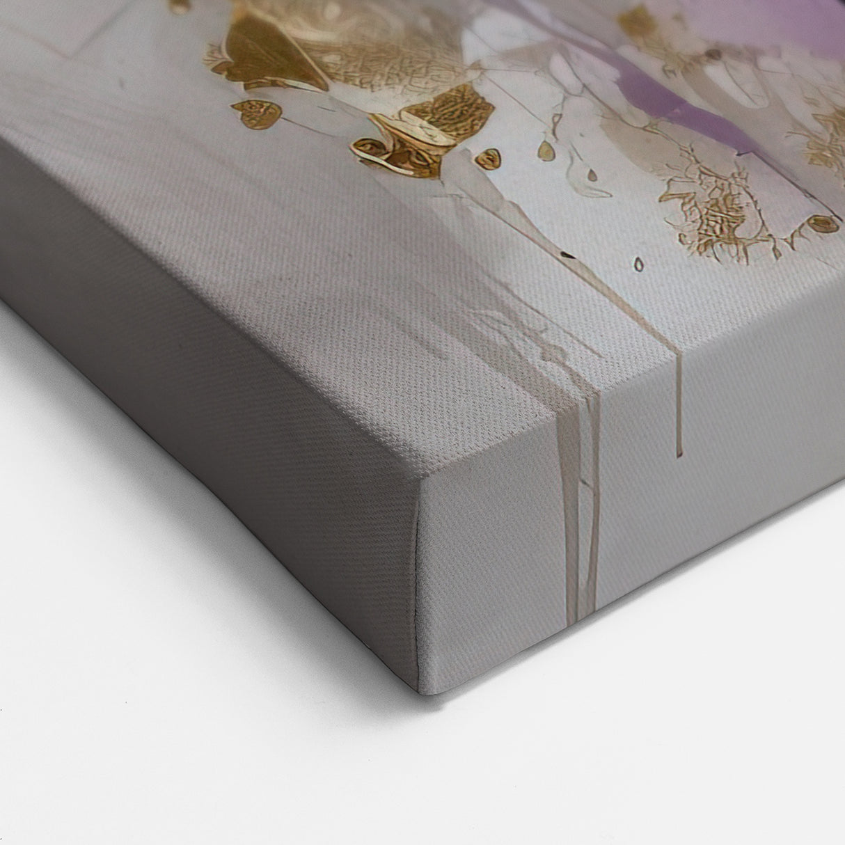 Gold and White Orchid Abstract Art - Luxurious Floral Canvas Design