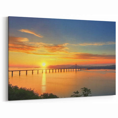 Golden Sunset Bridge Artwork – Majestic Landscape Bridge Canvas Prints