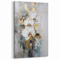 Gold and White Orchid Canvas Art - Modern Floral Wall Decor
