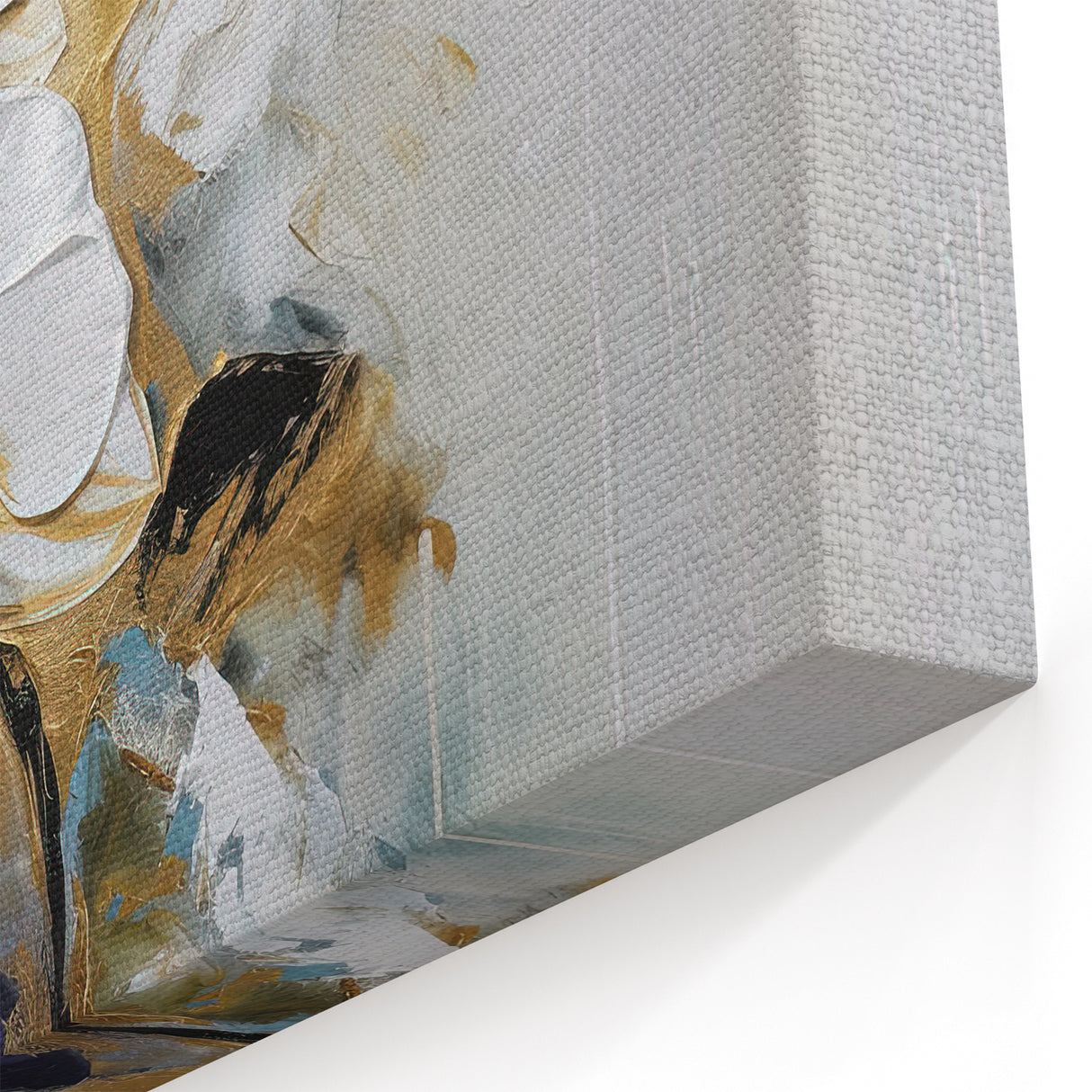 Gold and White Orchid Canvas Art - Modern Floral Wall Decor