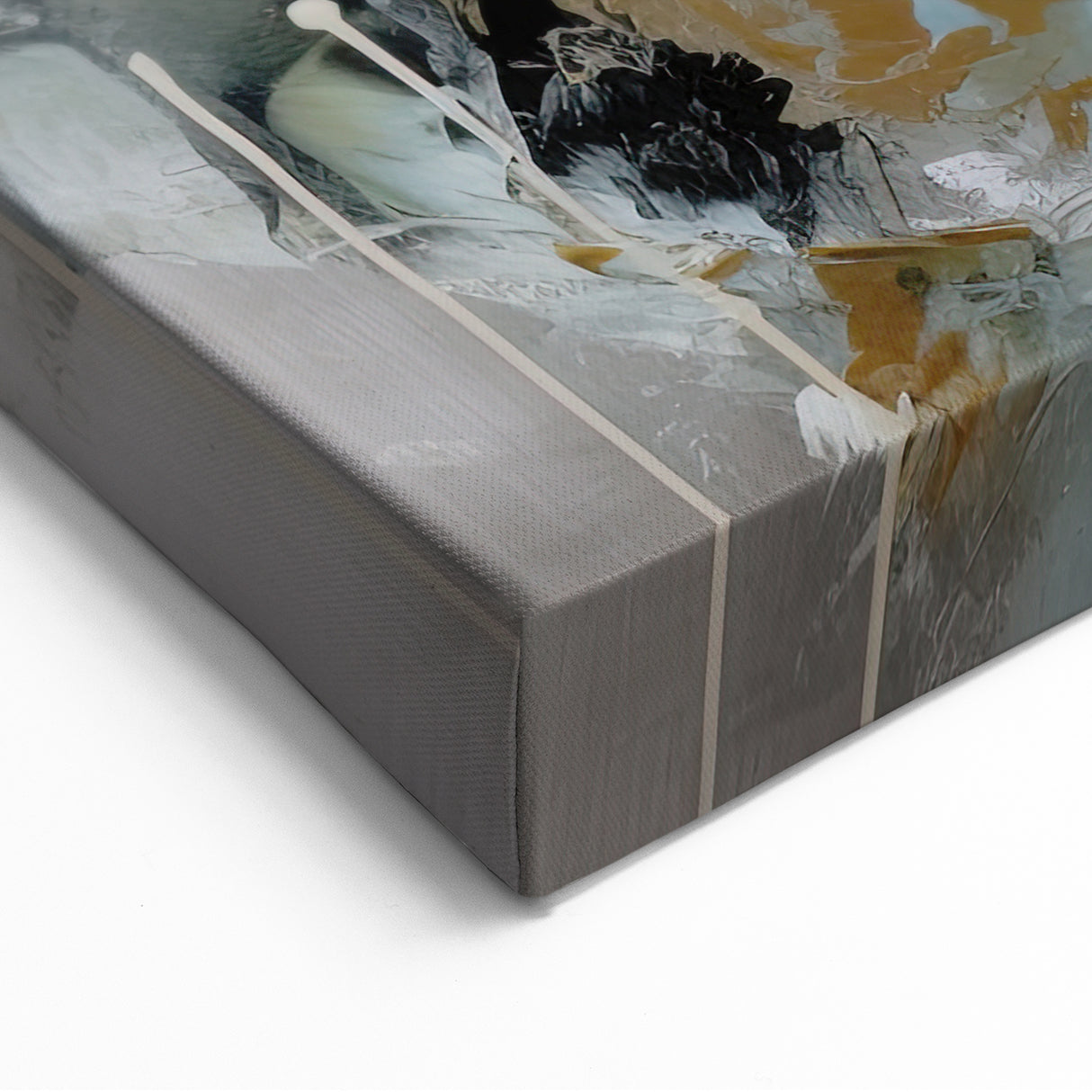 Gold and White Orchid Canvas Art - Modern Floral Wall Decor