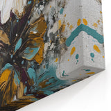 Modern Daisy Abstract Art - White, Gold, and Teal Floral Wall Decor