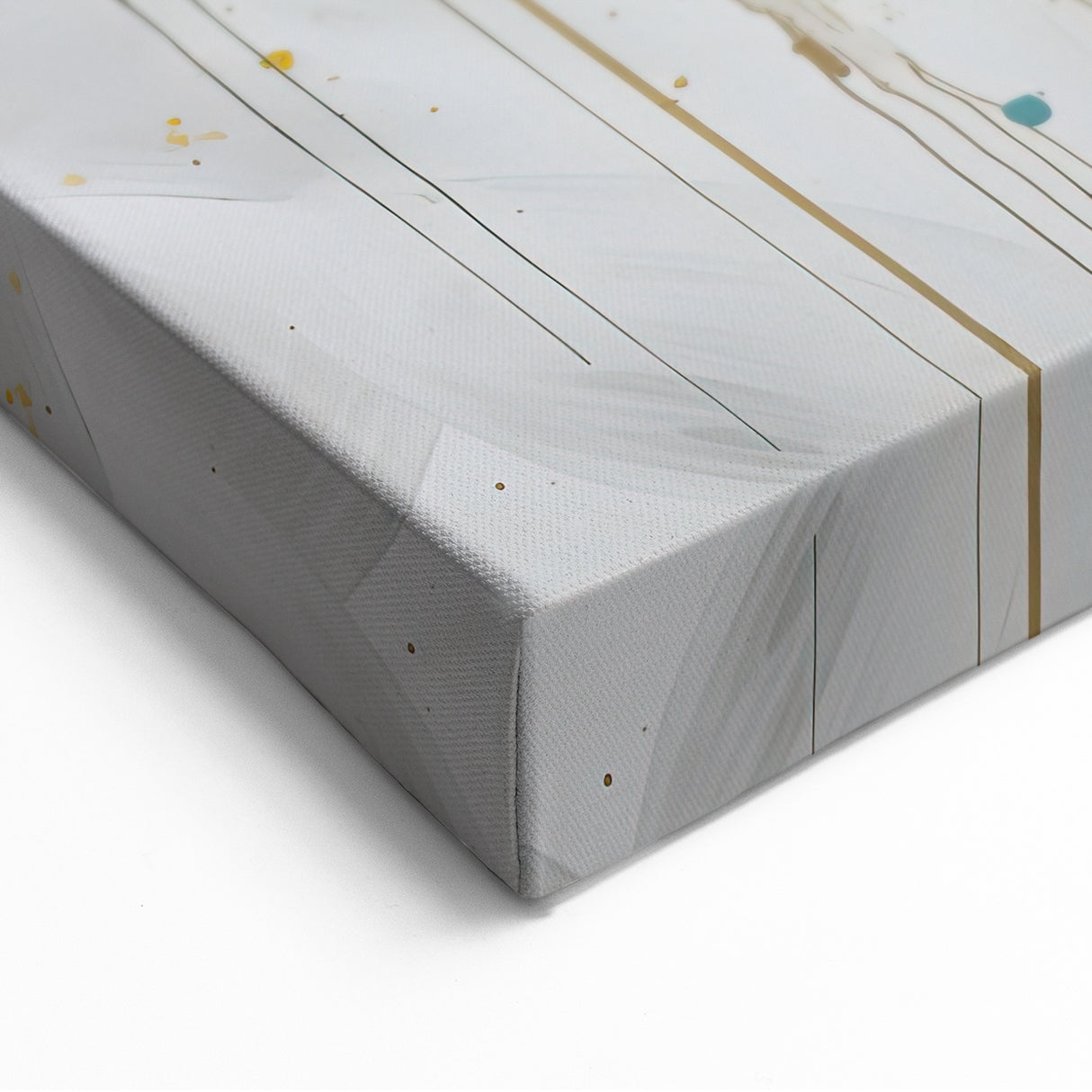 Modern Daisy Abstract Art - White, Gold, and Teal Floral Wall Decor