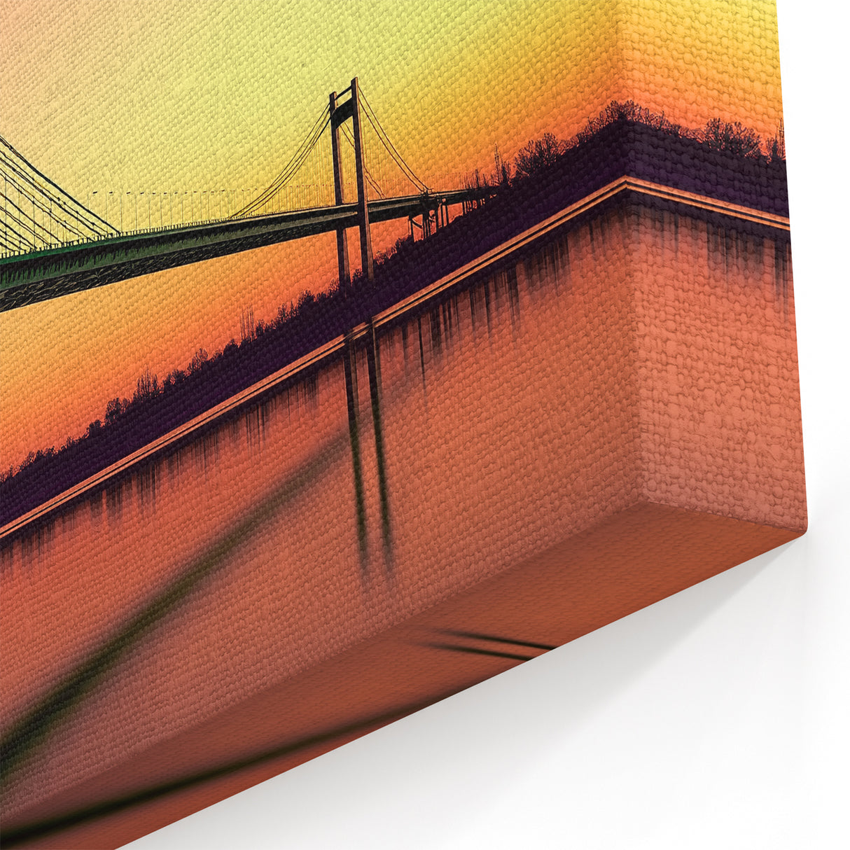 Golden Suspension Bridge Artwork – Elegant Sunset Canvas Prints