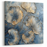 Golden Tree Abstract Art - Luxurious Teal and Gold Canvas Wall Decor