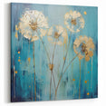 Abstract Floral Art - Vibrant Teal and Gold Flower Canvas Print