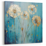 Abstract Floral Art - Vibrant Teal and Gold Flower Canvas Print