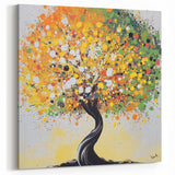 Vibrant Tree Abstract Art - Yellow, Green, and Orange Canvas Decor