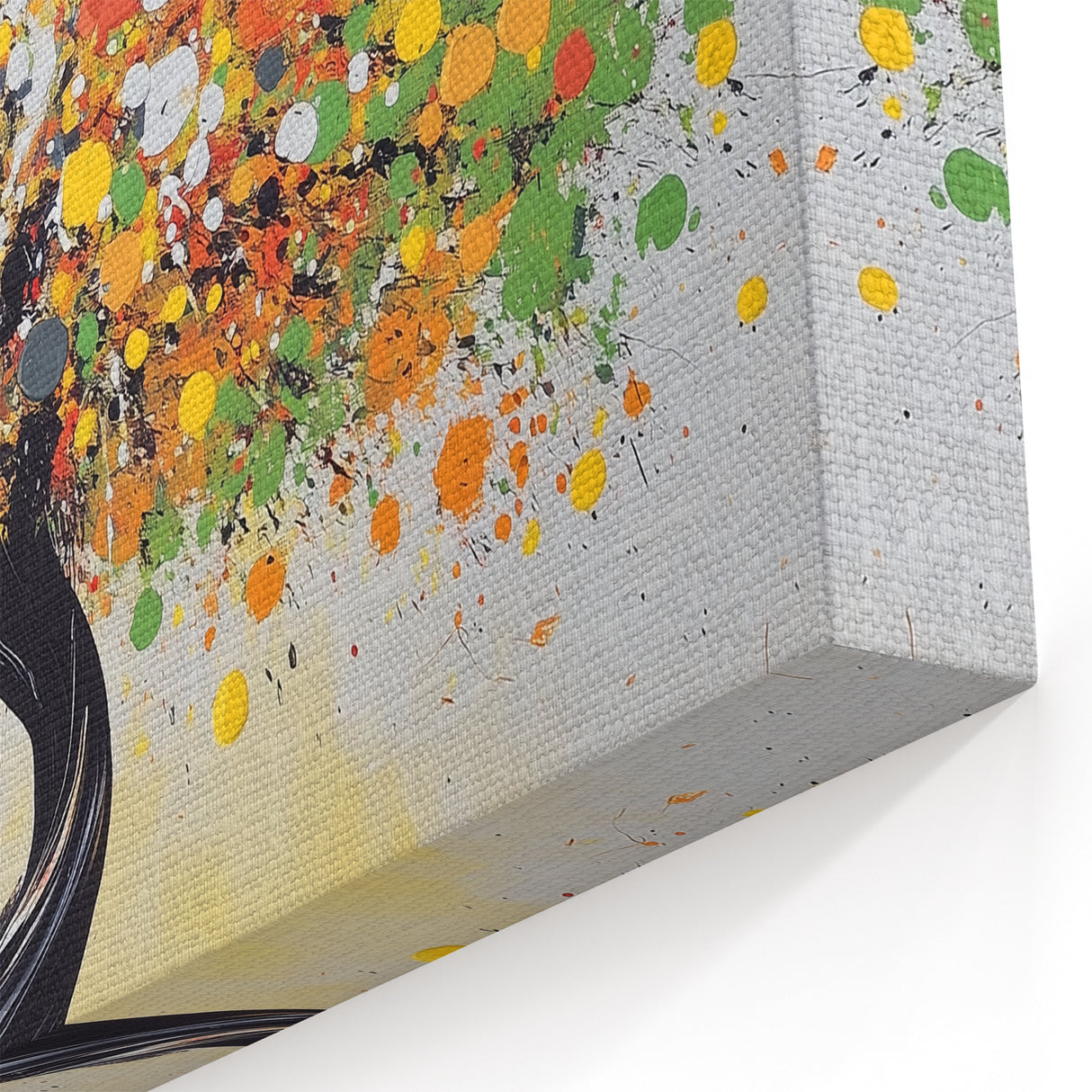 Vibrant Tree Abstract Art - Yellow, Green, and Orange Canvas Decor