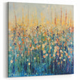 Abstract Wildflower Art - Vibrant Blue and Gold Floral Canvas Decor
