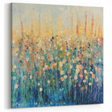 Abstract Wildflower Art - Vibrant Blue and Gold Floral Canvas Decor