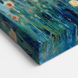 Abstract Wildflower Art - Vibrant Blue and Gold Floral Canvas Decor