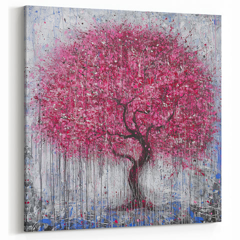 Abstract Pink Floral Tree Canvas - Modern Artistic Wall Decor
