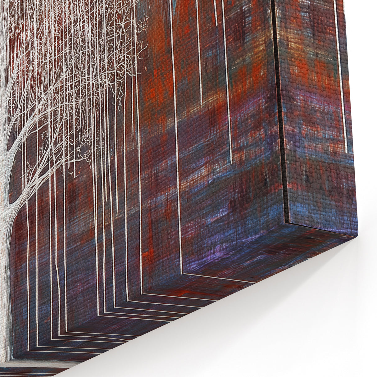 Abstract White Tree Canvas - Modern Multicolor Textured Wall Décor