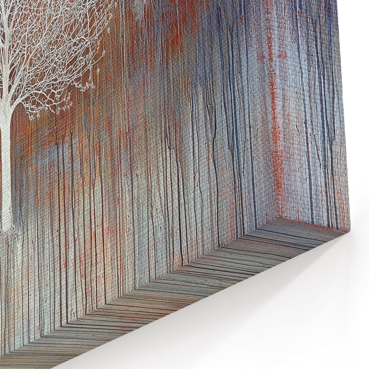 Elegant White Tree - Abstract Floral Art on Rustic Warmth Canvas