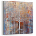 White Tree of Life - Abstract Floral Art on Earthy Canvas