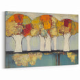 Five Vibrant Trees - Abstract Floral Reflection Art on Canvas