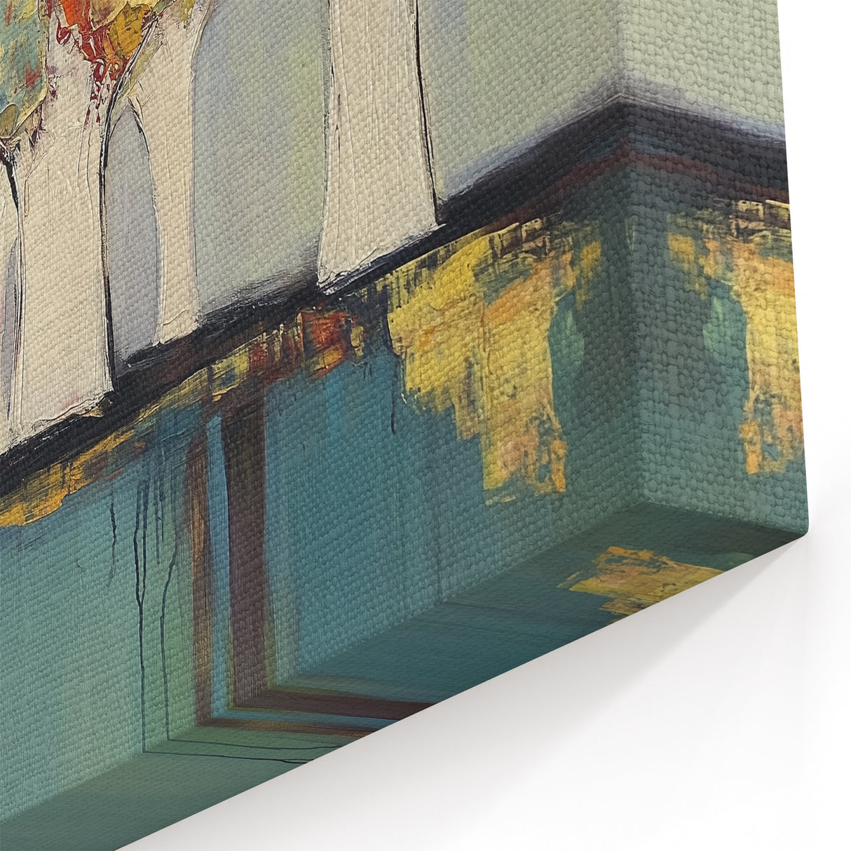 Five Vibrant Trees - Abstract Floral Reflection Art on Canvas