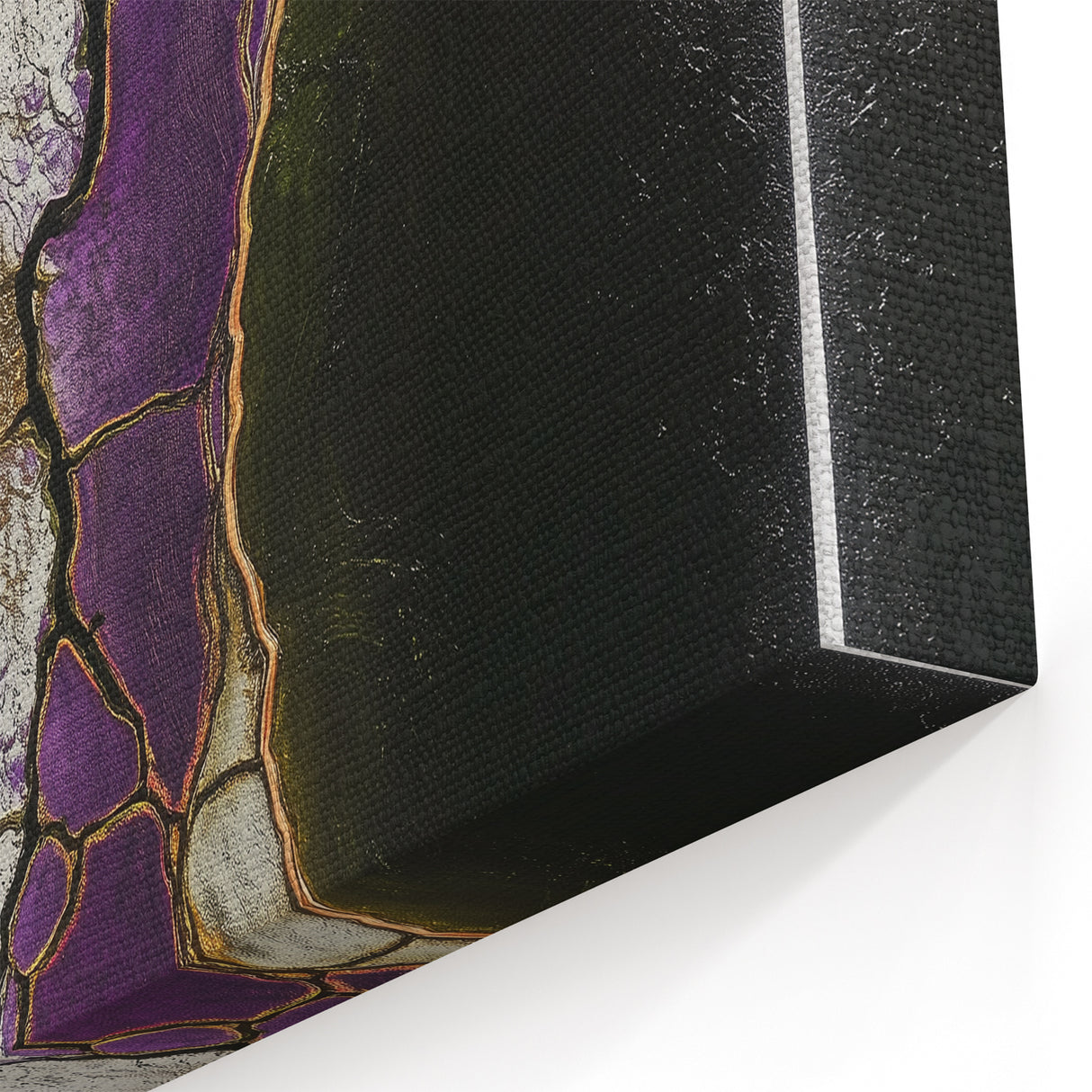 Cracked Texture Elegance - Abstract Floral Art in Green and Purple