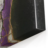 Cracked Texture Elegance - Abstract Floral Art in Green and Purple