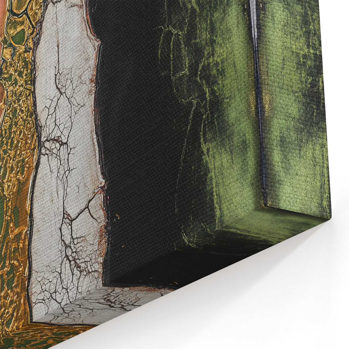 Elegant Cracked Layers - Abstract Floral Art in Purple and Green