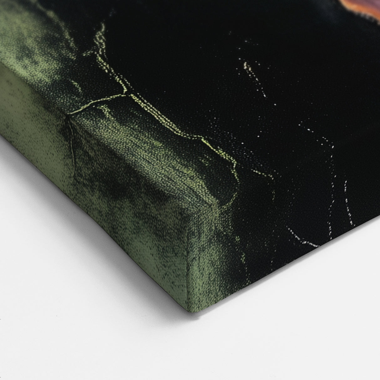 Elegant Cracked Layers - Abstract Floral Art in Purple and Green