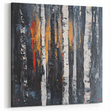 Abstract Birch Forest - Modern Floral Wall Art in Orange and Black