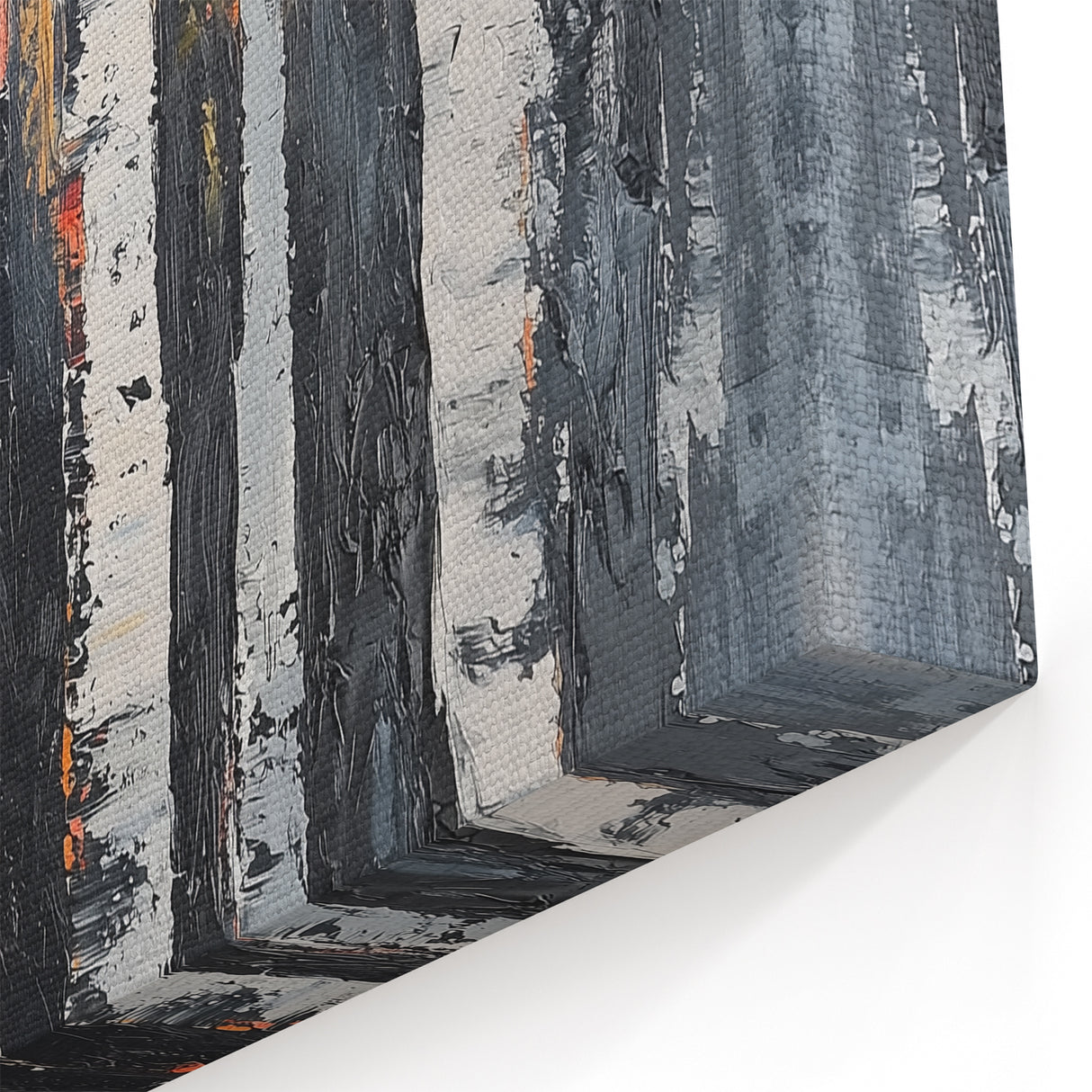 Abstract Birch Forest - Modern Floral Wall Art in Orange and Black