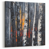 Bold Birch Trees - Abstract Floral Wall Art in Black and Orange