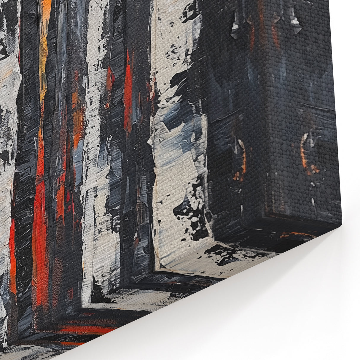 Bold Birch Trees - Abstract Floral Wall Art in Black and Orange