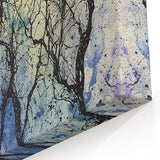 Mystical Forest - Abstract Floral Art in Blue and Yellow Hues