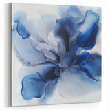 Fluid Blue Blossom - Abstract Floral Art in Serene Blue and White