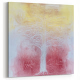 Dreamy White Tree - Abstract Floral Art in Yellow and Pink Hues