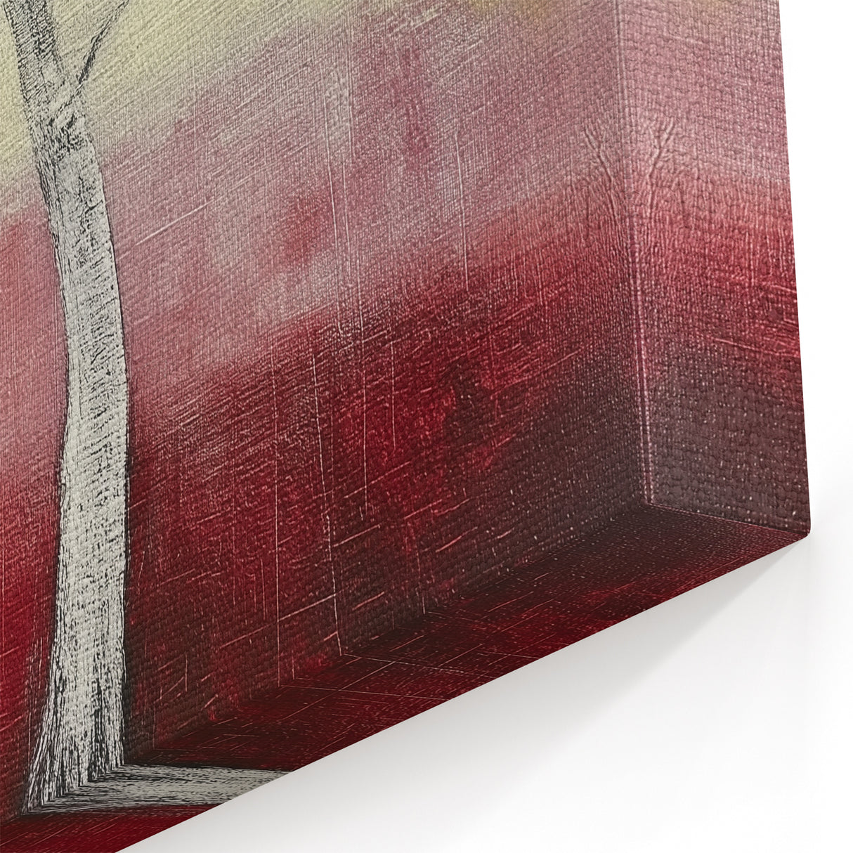 Graceful Lone Tree - Abstract Floral Art in Red and Yellow Tones