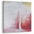 Tranquil White Tree - Abstract Floral Art in Red and Soft Yellow