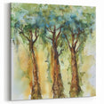 Rustic Trio of Trees - Abstract Floral Art in Green and Earth Tones
