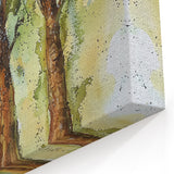 Rustic Trio of Trees - Abstract Floral Art in Green and Earth Tones