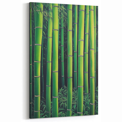 Serene Bamboo Grove - Abstract Floral Art in Lush Green Tones