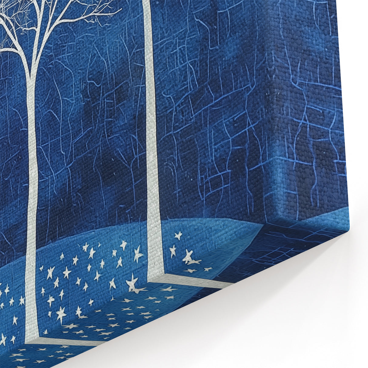 Celestial White Trees - Abstract Floral Art in Midnight Blue