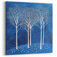 Starlit White Trees - Abstract Floral Art in Deep Blue