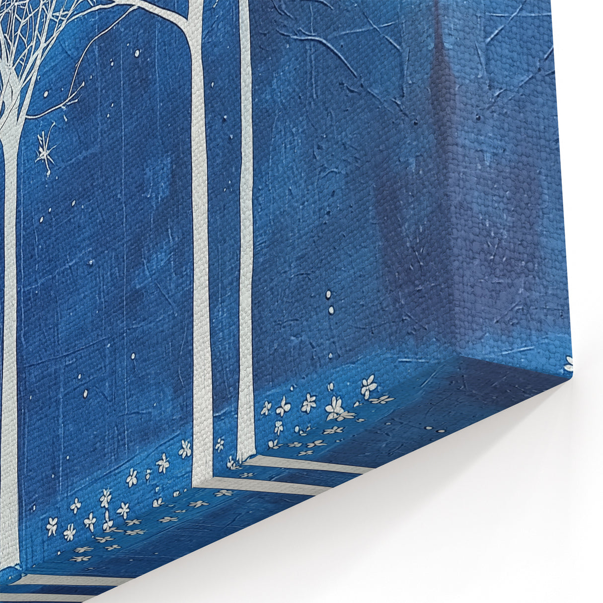 Starlit White Trees - Abstract Floral Art in Deep Blue