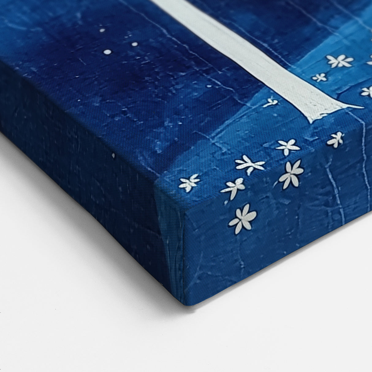 Starlit White Trees - Abstract Floral Art in Deep Blue